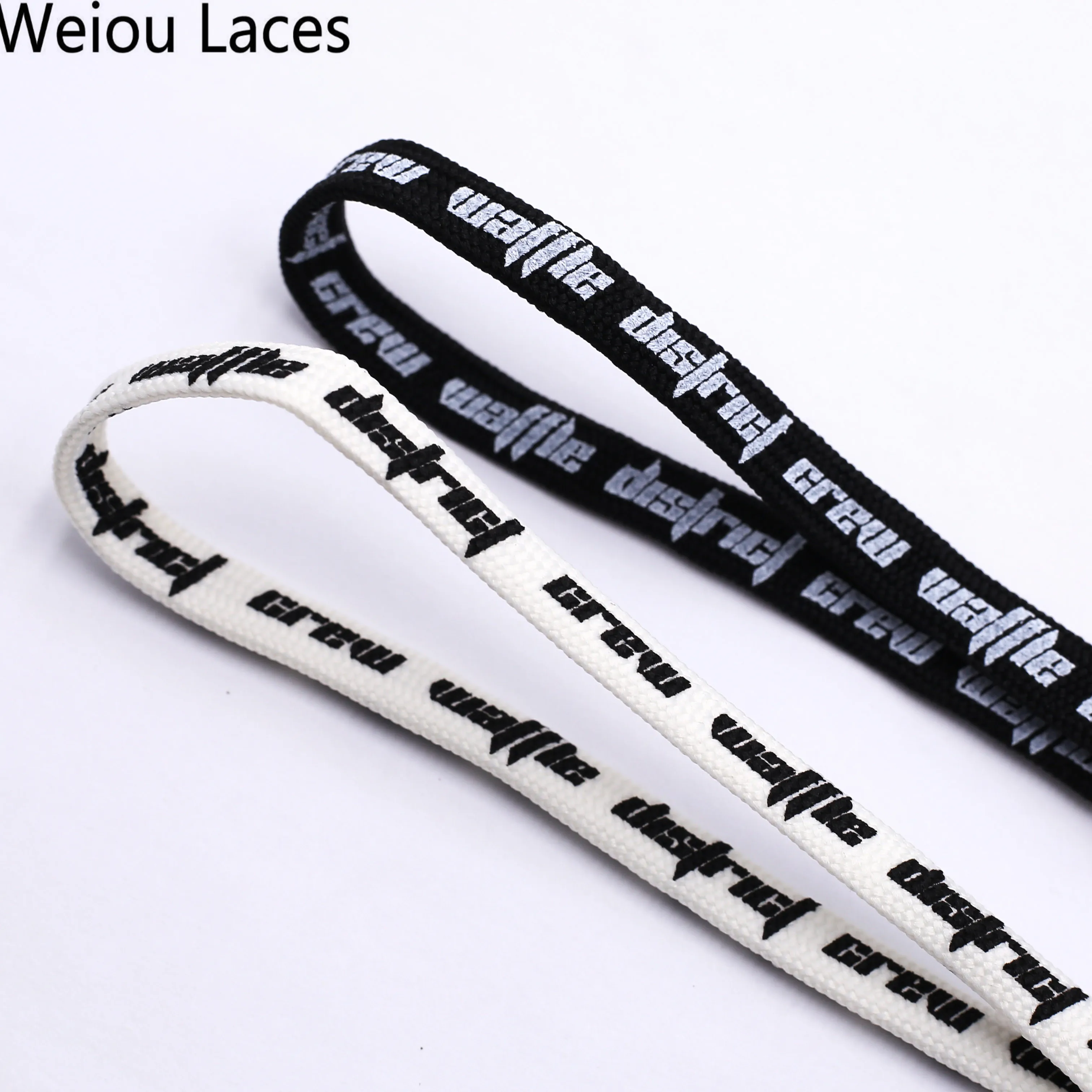 

Weiou Laces Custom Printed Shoelaces Flat Shoestring with Custom Tips for Sneakers Dropshipping Wholesale Freeshipping, Black white, support customized color