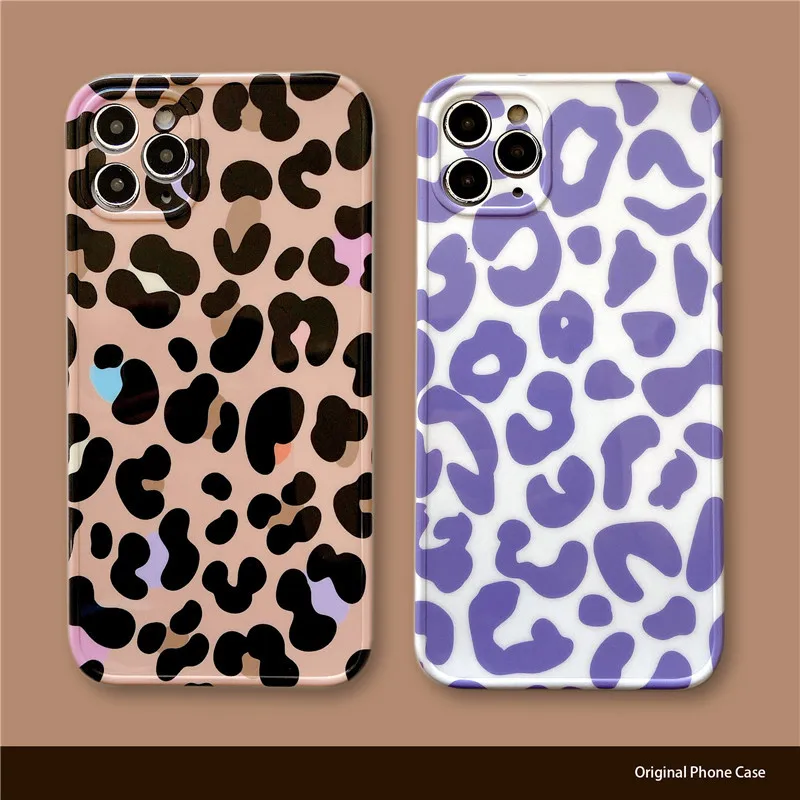

For Iphone Case 11 12 Pro Max Mini Women Korean Style Leopard Print 12mini XR XS X 8 7 Plus SE Phone Casing