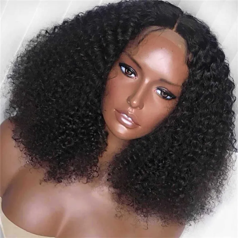 

Honey Phoebe african black jerry curl medium-length hair kinky braid hair curly bundle wig, Brown