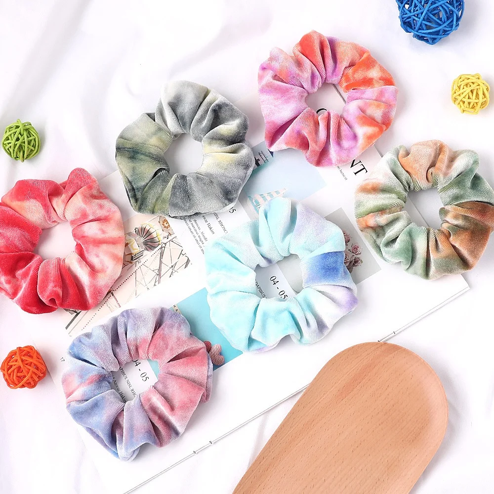 

tie dye velvet scrunchies scrunchy elastic hair tie twistie ponytail holder