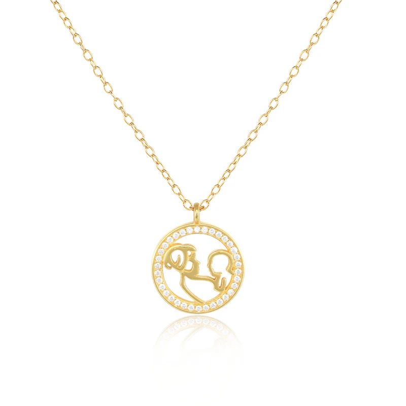 

Unique design S925 Sterling Silver 18K Gold Plated Mama and Baby Design Necklaces