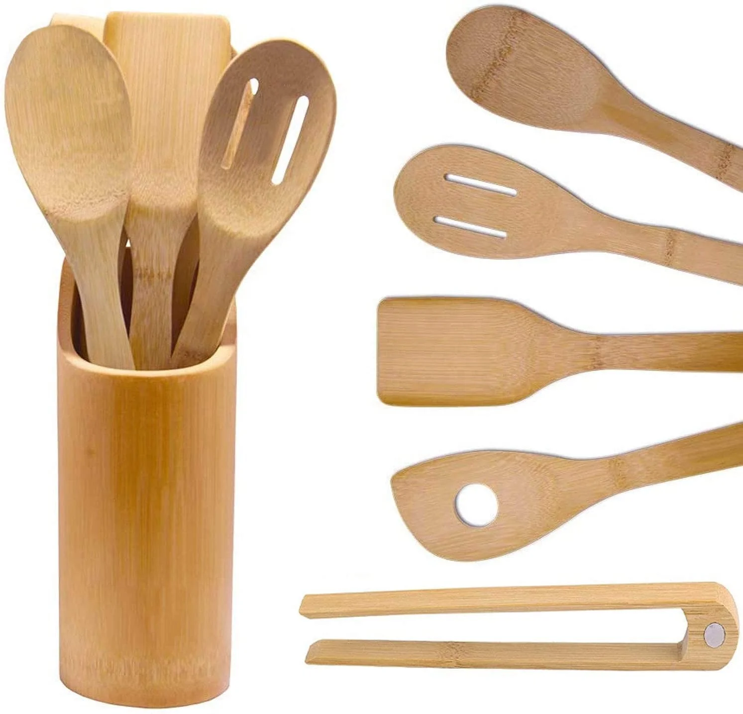 

OEM Logo Wholesale Factory Price Wooden Bamboo Spoons For Cooking Spatula Set Wooden Kitchen Utensils Cooking, Natural color