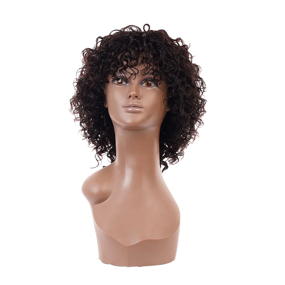 

Mongolian kinky curly wig with Bangs Non Lace Front Human Hair Wigs Afro Kinky Curly Machine Made Wig Human Hair