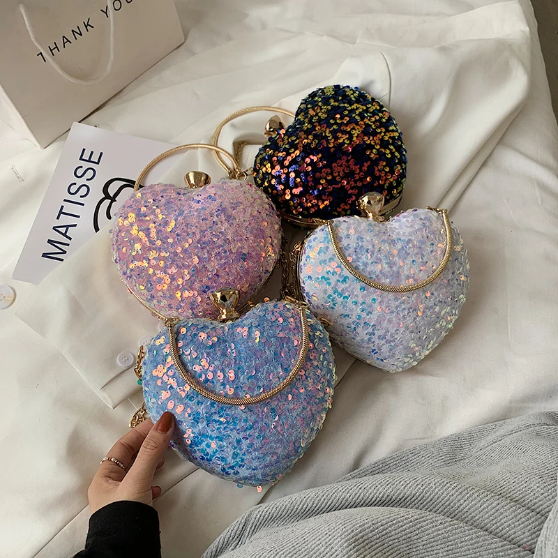 

2021 Factory Wholesale Ladies heart shaped handbags Women Love Hand Bags Chain Shoulder Purses