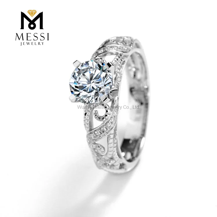

Messi Jewelry twist design DEF white diamond engagement wedding 14k 18k gold moissanite ring for women