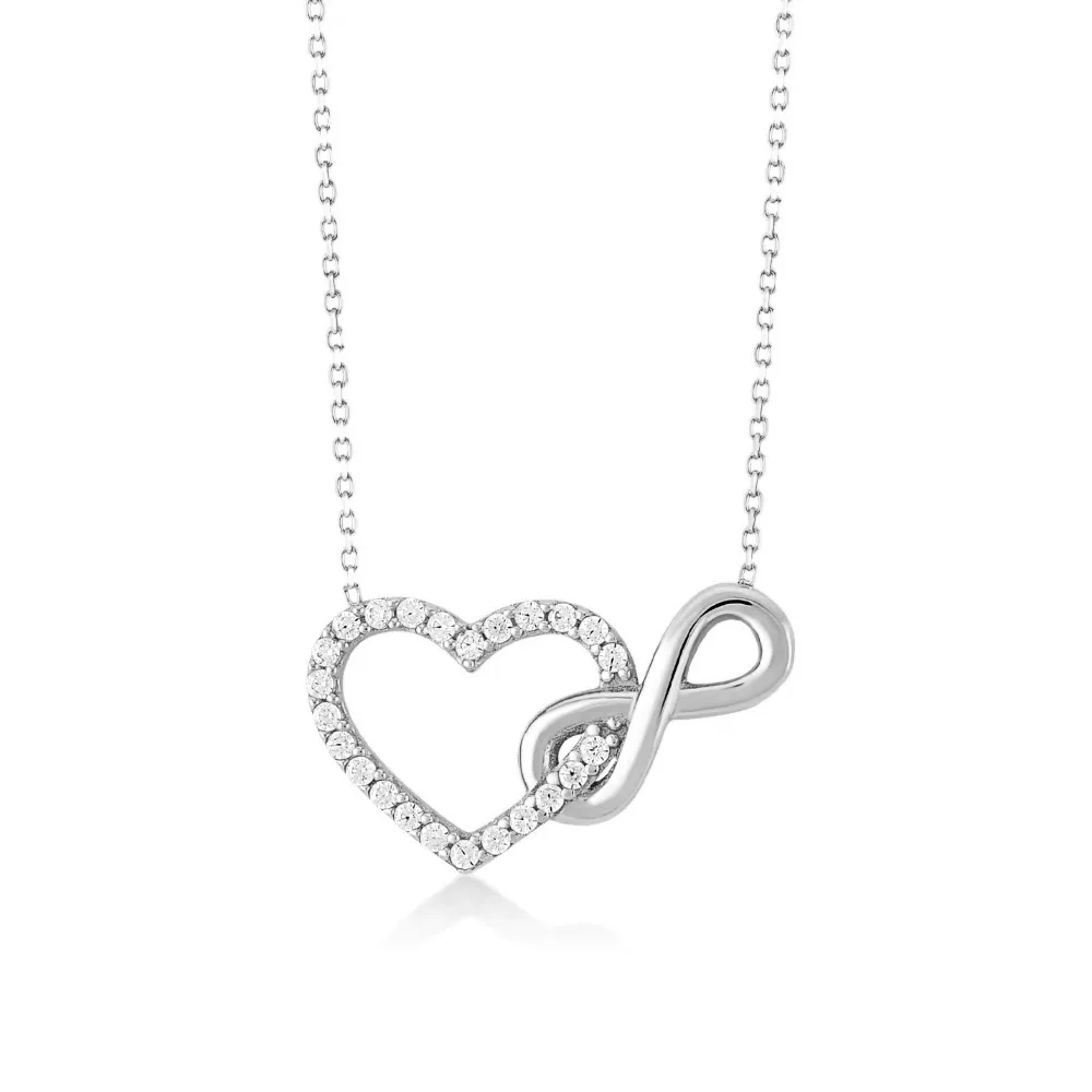 

Trendy Hot Selling 925 Silver 18K Gold Plated Zircon Pave Infinity Hollow Love Heart Pendant Necklace for Women