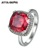5.85 Carat Solitaire Cushion Cut 10mm*10mm Created Ruby 925 Sterling Silver Plated Gold Gemstone Rings