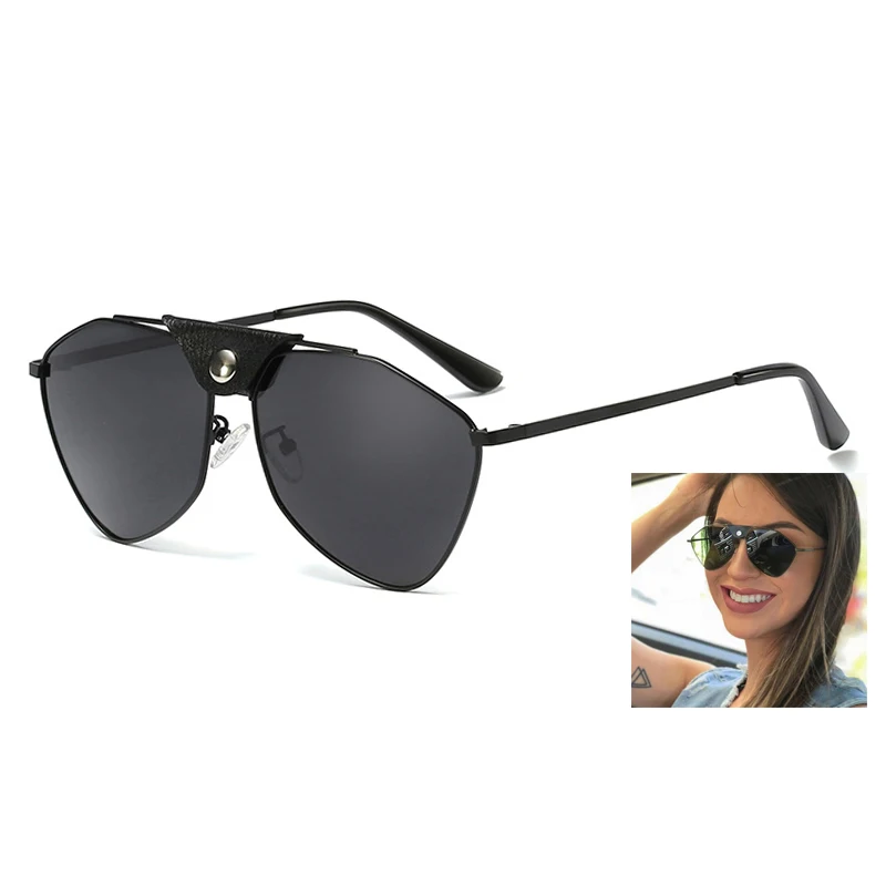 

Italy designer famous brands rayband luxury UV400 women mens black polygon metal frame sunglasses polarized