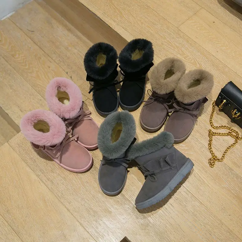 

New Stylish Bow Womens Fur Boots Trendy Duck Ug Snow Boot for Women