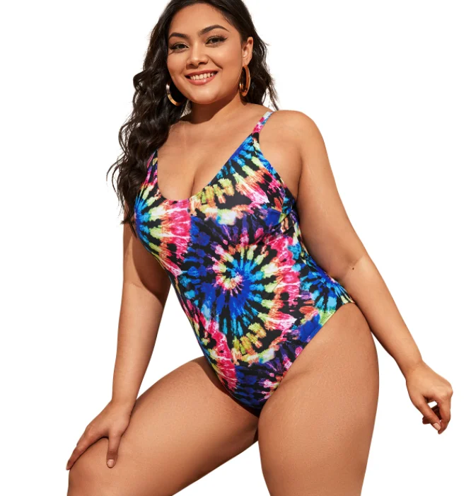 

Colorful one-piece bikini swimwear woman plus size swimsuit sexy big size beachwear, Accept customized