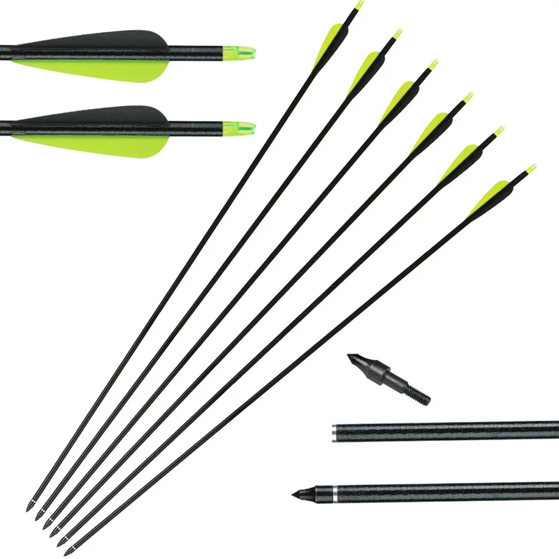 

30'' Shaft Length 7.8MM OD with Removable Shooting Arrow Tip Recurve Compound Bow Archery Roll Fiberglass Arrows