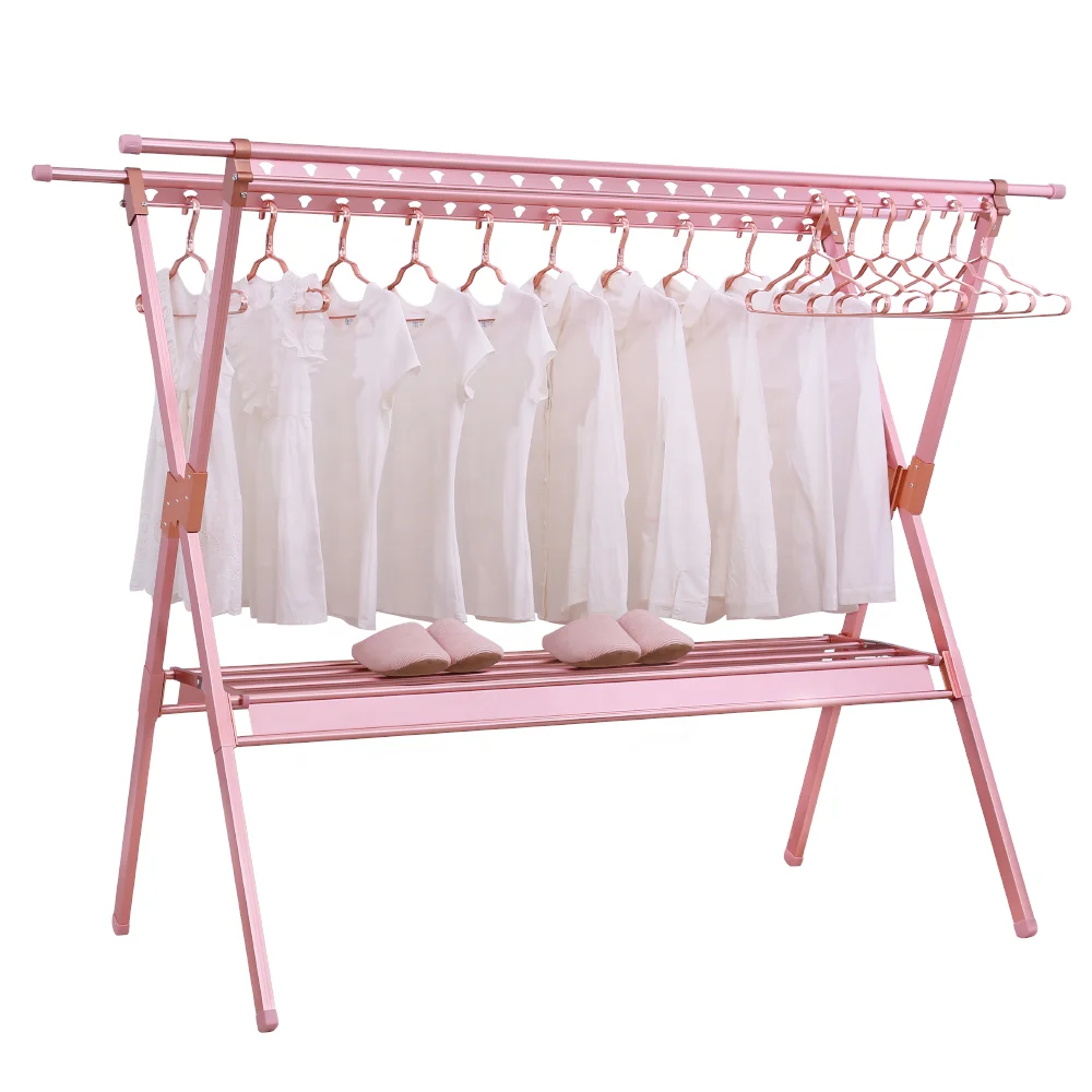 
Multifunction aluminum Folding Premium Quality Laundry Drying Racks Rose Gold Clothes Rack 