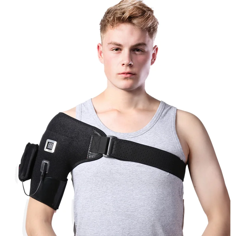 

Adjustable customized logo electric shoulder support pain relief warm therapy self heated shoulder brace, Black or customized color