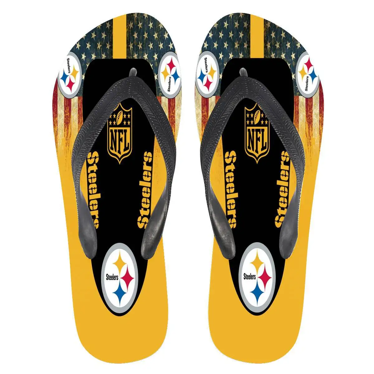 

High quality LOW MOQ Custom LOGO printed American football team NFL team EVA Flip-Flops Slippers for men, Mix colors