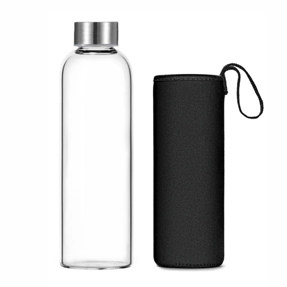 

350ml,450ml,550ml borosilicate water drink bottles,glass water with screw lid for sports