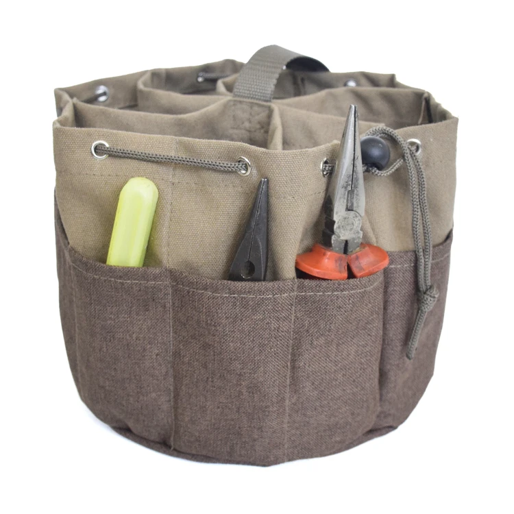 

Multi-functional Round Canvas Drawstring Bucket Work Tool Pouch Organizer Tote Bag