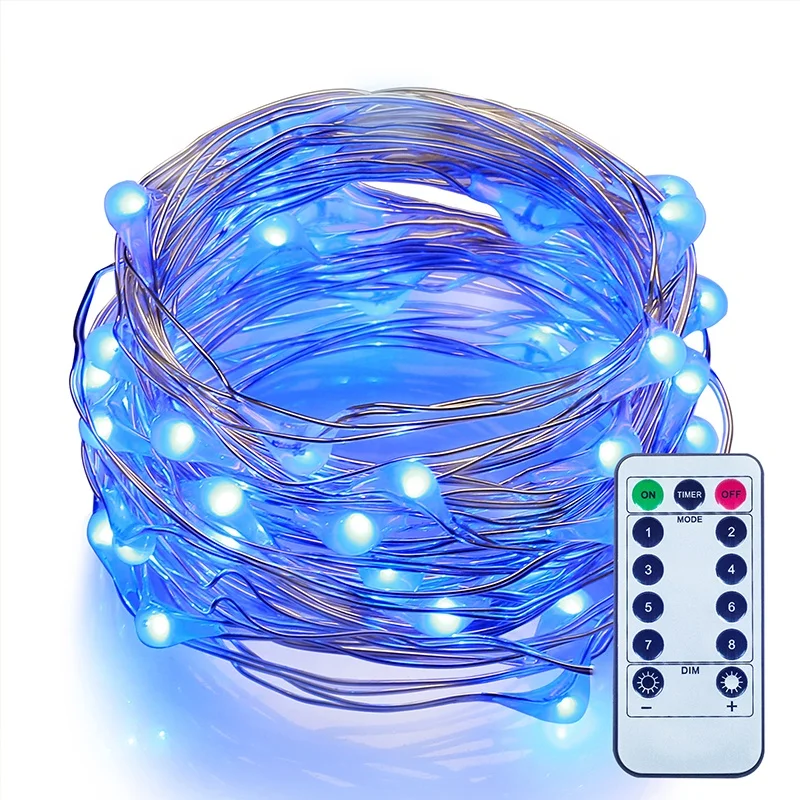 Amazon Hot Selling  String Lights Battery Powered  Mini Light 50 LEDs  16.7 Feet (5m) Ultra Thin Silver Wire Rope Lights