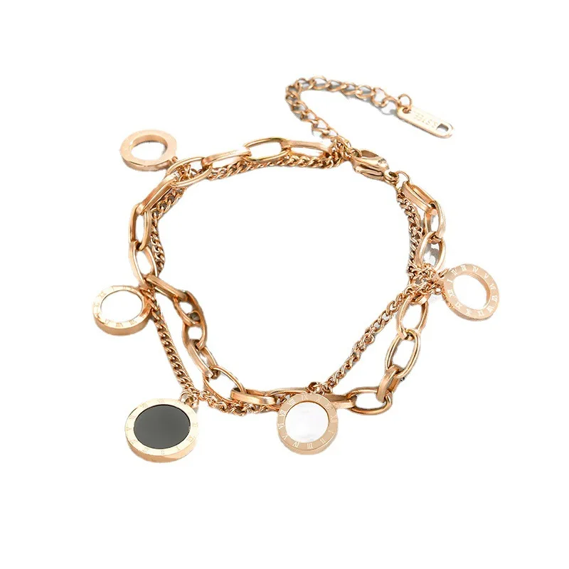 

Hip-hop titanium steel bracelet plated 18K rose gold fashion temperament simple luxury bracelet jewelry wholesale