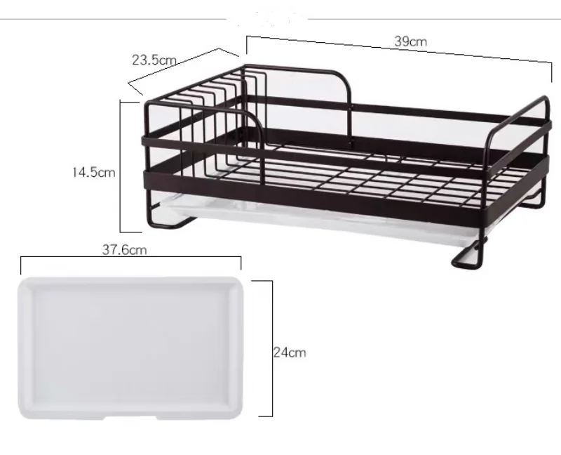 

Stylish Sturdy Stainless Steel Metal Wire Medium Dish Drainer Drying Rack, White and coffee