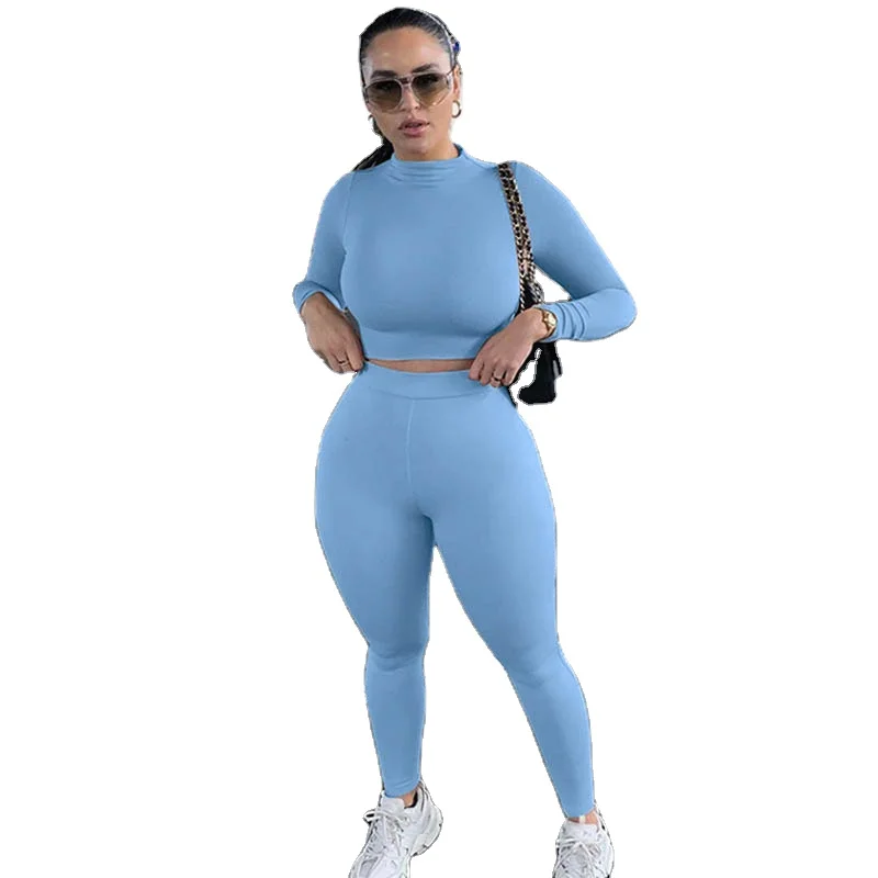 

Fashionable female plain casual slim fit two piece yoga set and tracksuit sexy fitness gym sports streetwear women clothing yoga