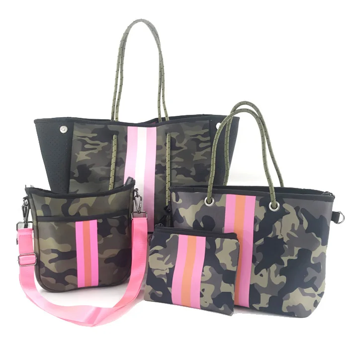 

Amazon hot selling perforated neoprene bag beach tote handbags, Many colors