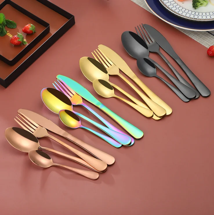 

Flatware Set 24 Pieces cutlery Silverware Set Service For 6,Stainless Steel Flatware Set, Customized color