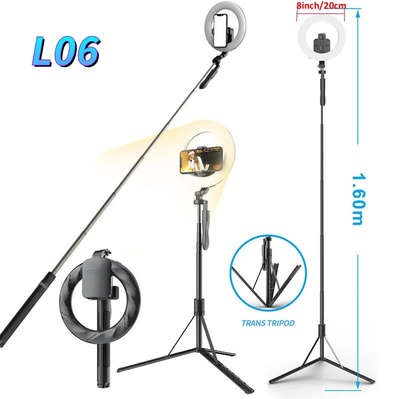 

JUNNX 4 IN 1 Wireless 1.6M Tripod Selfiestick Ring Light Remote Shutter Palo de Selfie Tripode Selfie Stick Tripod