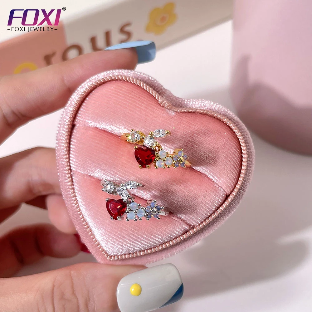 

Foxi jewelry fashion diamond heart bling iced out jewelry zircon rings for women