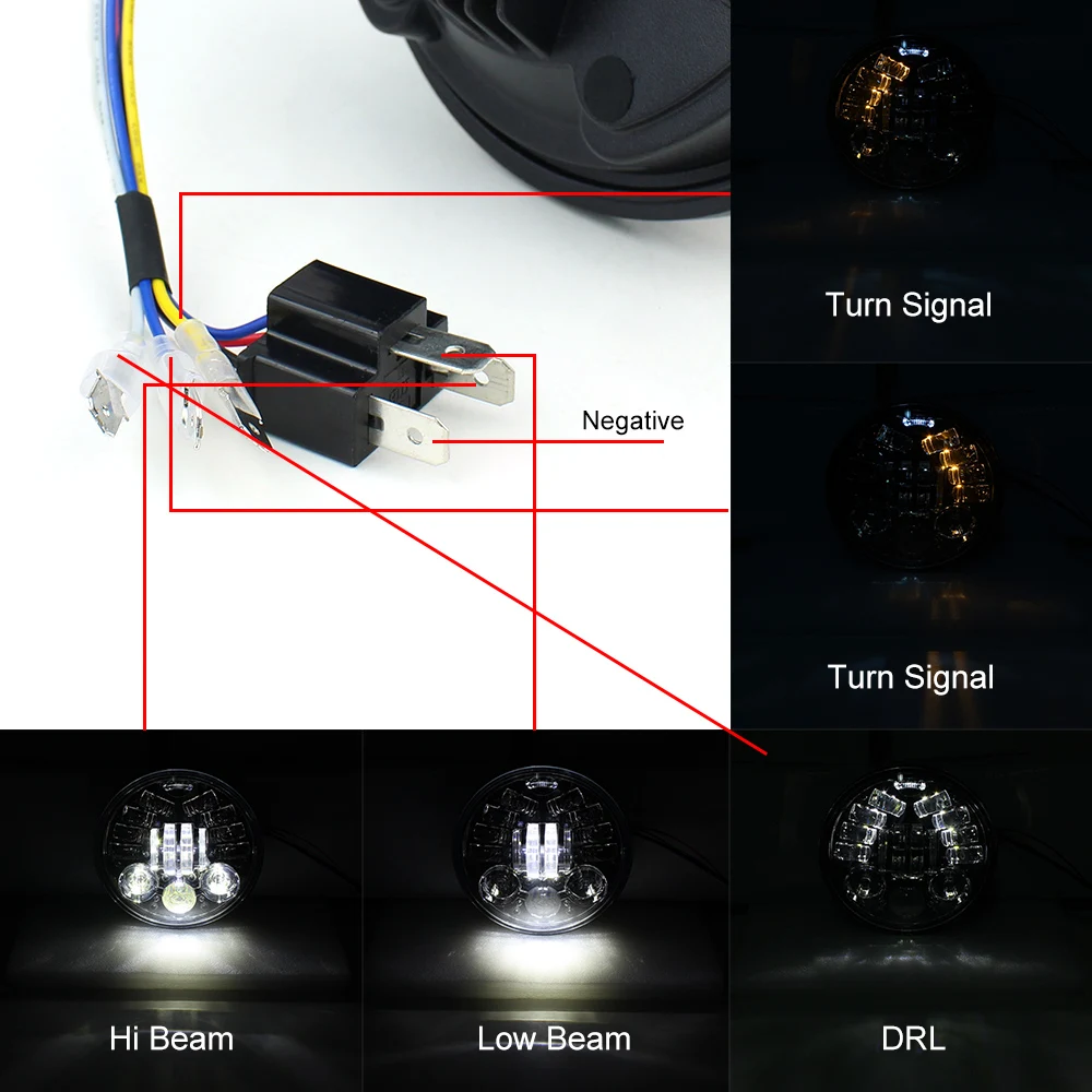 5.75 Inch 5 3/4" Motorcycle Led Headlight with DRL Amber Turn Signals