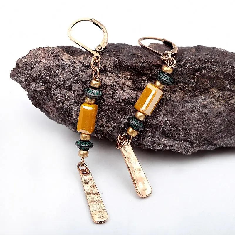 

Women personalized acrylic bead long geometric dangle jewelry stand for earrings, Anti gold