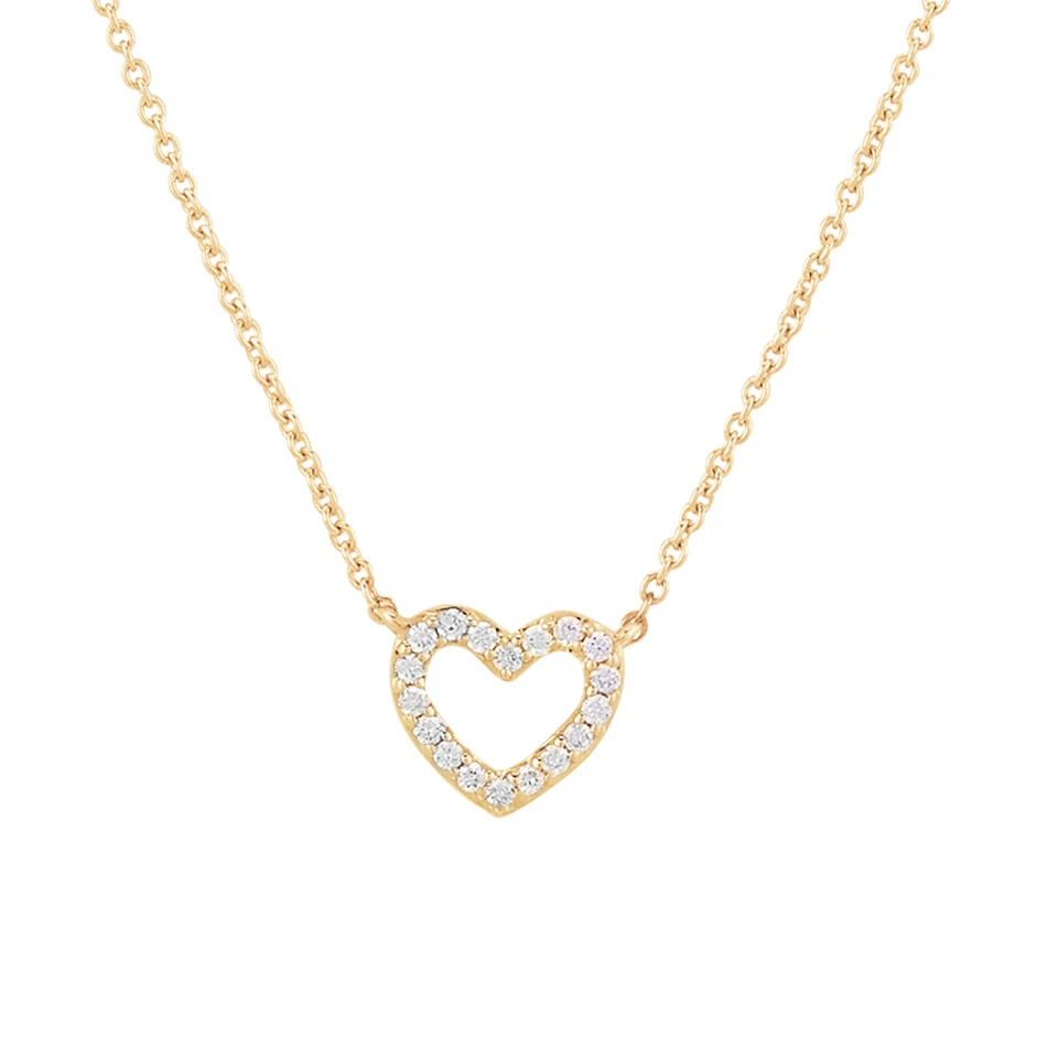 

Valentine's Day Gifts 925 Sterling Silver gold Plated Heart Pendant Necklace With Cubic Zircon