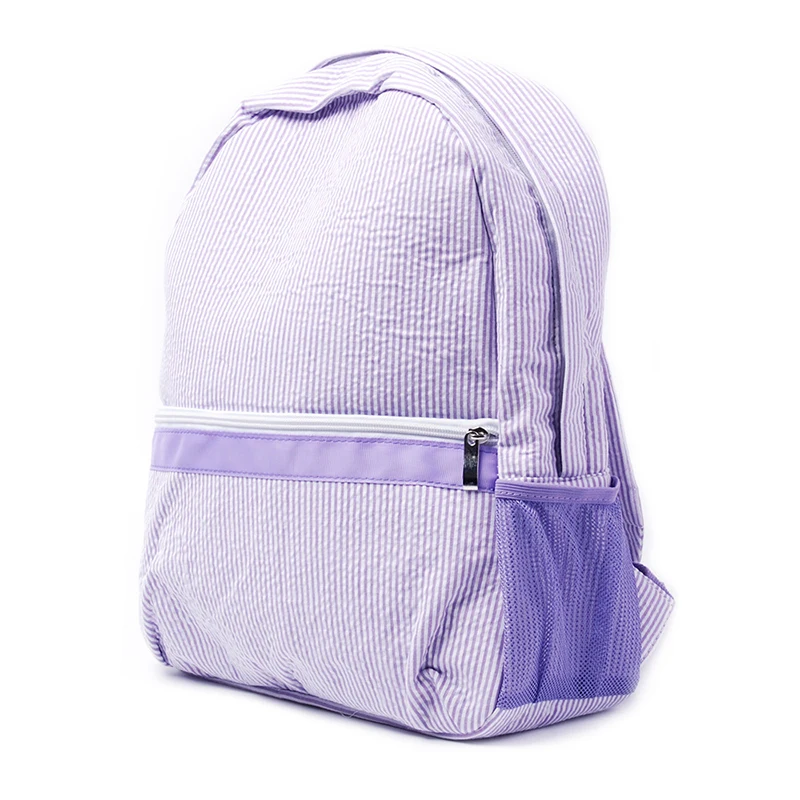 

Ready stock multi colors girls school bag soft strip pattern seersucker backpack