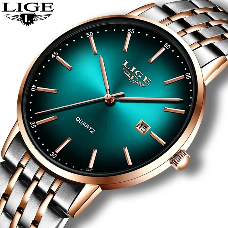 

Unisex LIGE 10037 Luxury Ladies Watches Waterproof Rose Gold Steel Strap Top Brand Bracelet Clocks Relogio Hour Quartz Men Watch, According to reality