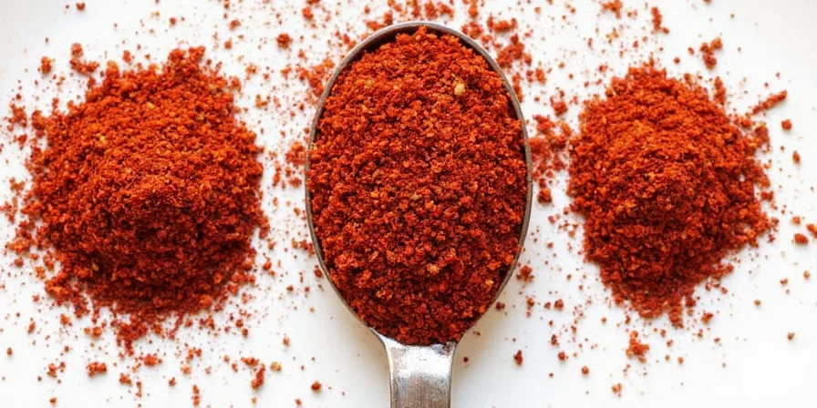 Visual comparison chart of red crushed pepper vs other spices