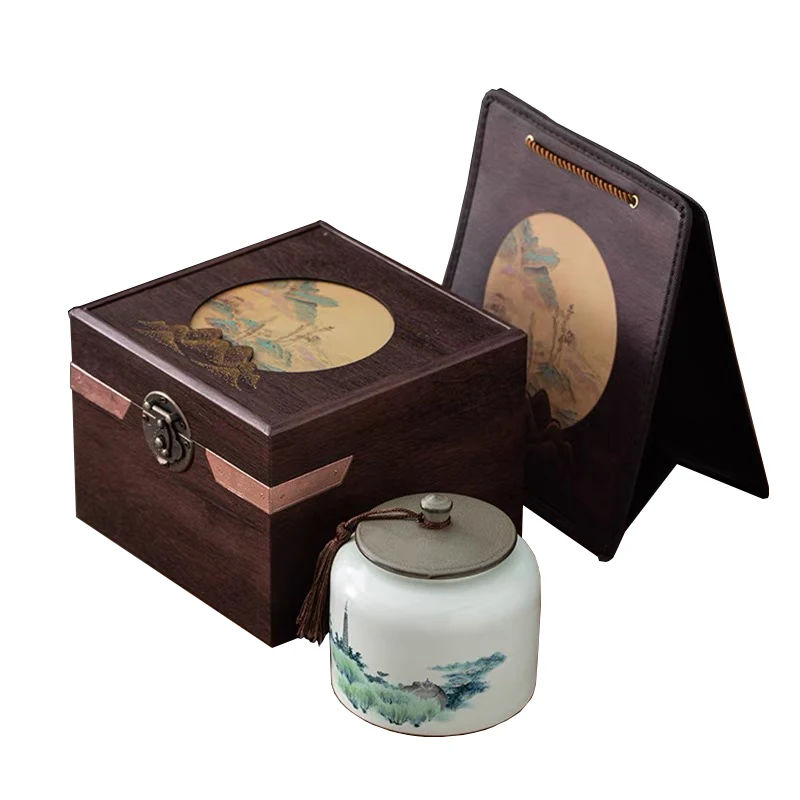 Custom Large Ceramic Gift Set with Wooden Box Biodegradable Craft & Candle Accessories Custom Logo