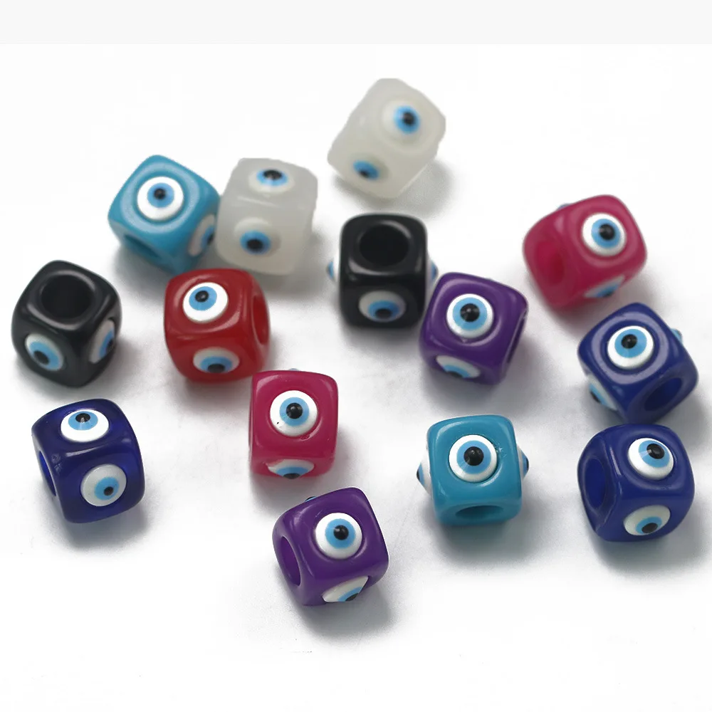 DS Factory Direct Sell  Resin Square Evil Eye Beads for Jewelry Making