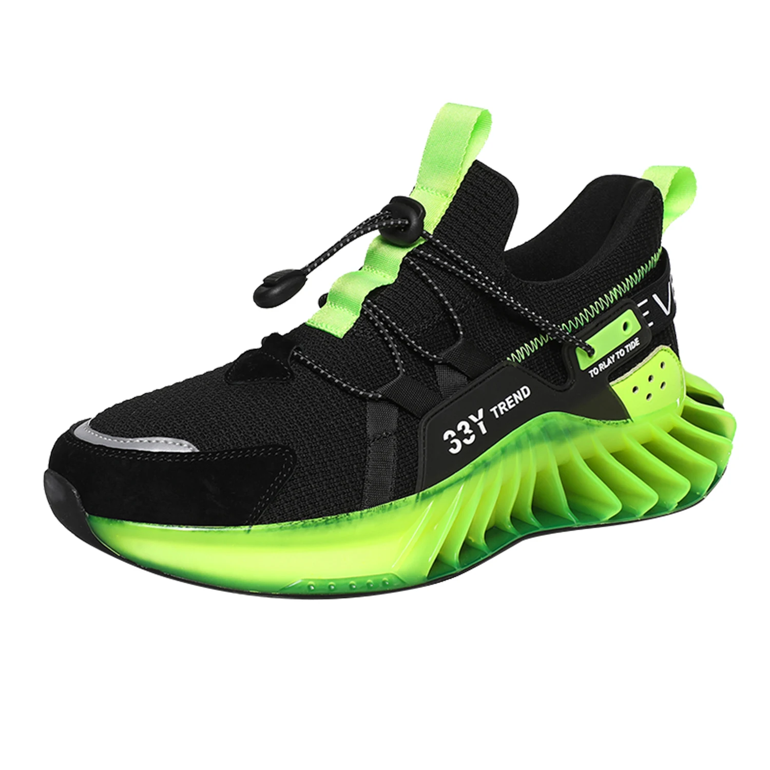 

XIDISO New Design Custom Sneakers High-Tech Spring Blade Sole Women Men Sports Shoes Running Sneakers, Green/orange