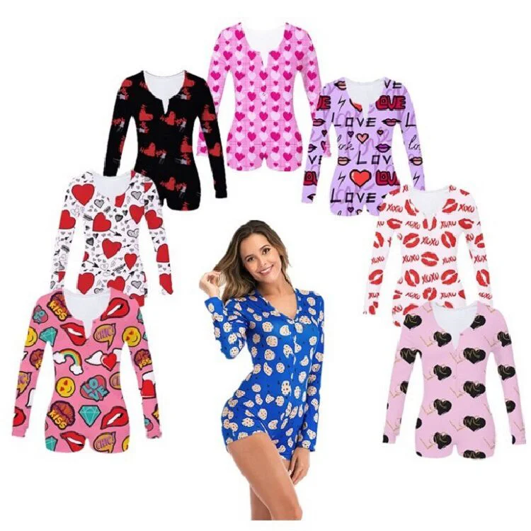 

Women plus size pajamas nightwear custom women sleepwear pajama bodysuit, As picture