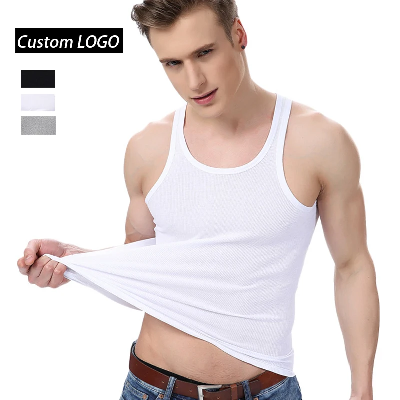 

High Quality Wholesale White Undershirts Cotton Vest Tank Top Men Underwear Undershirt, Black, white, black