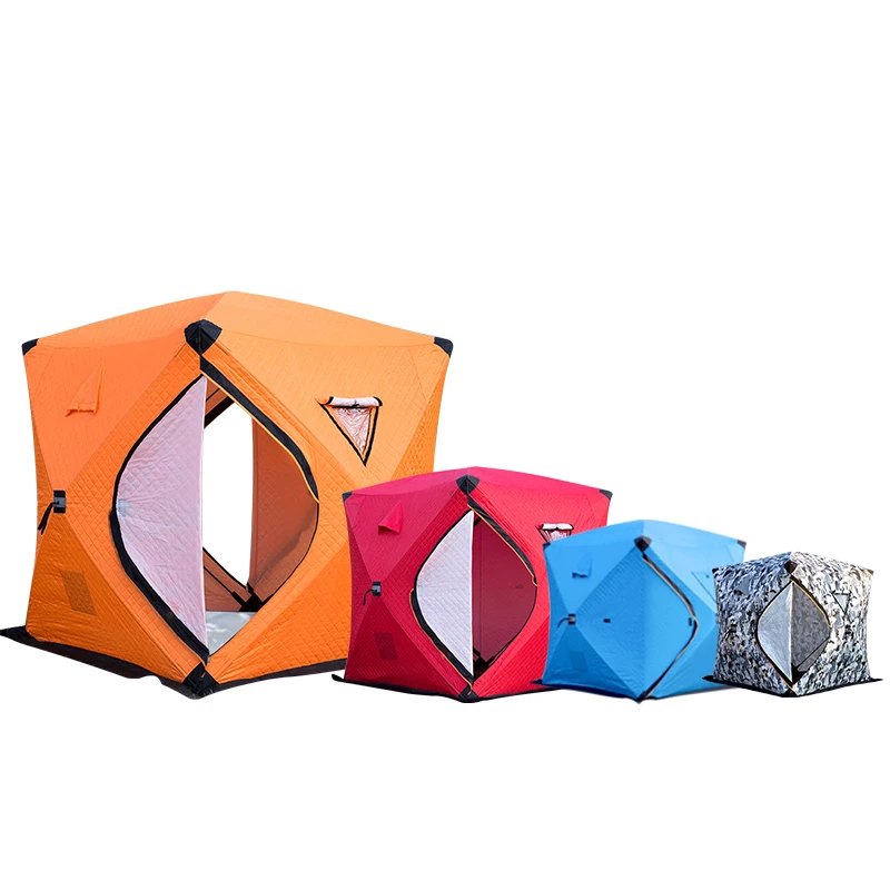 

4 Person Portable Folding Ice Cube Winter Fishing Shelter 300D Oxford Waterproof PU3000MM Hub Tents Cube Carp Fishing