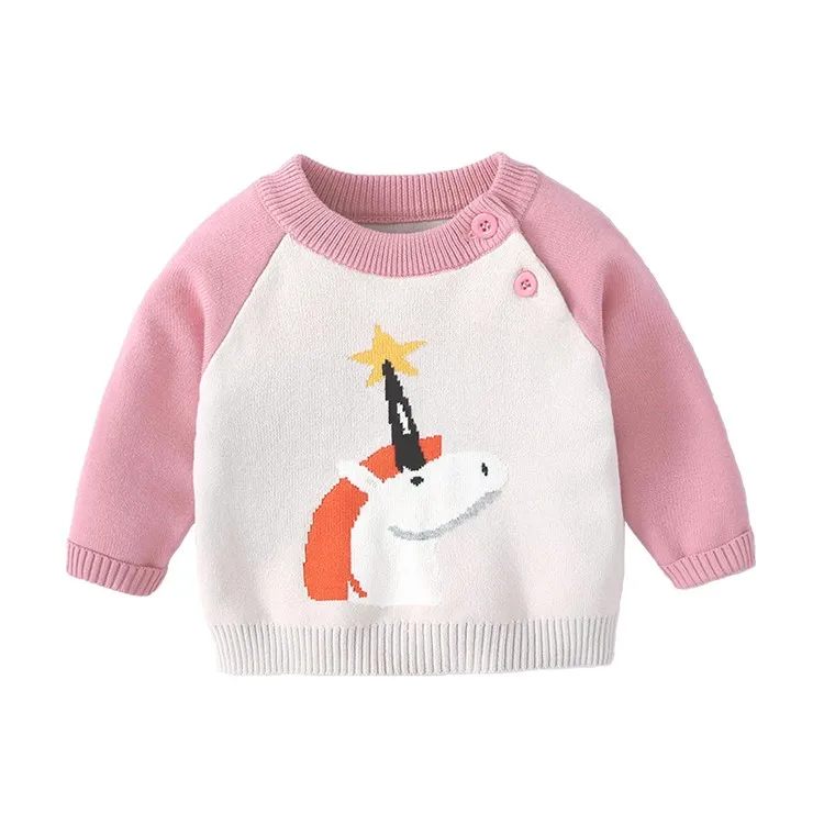 
Cartoon Jacquard Long Sleeve Kids Clothing Knitted Baby Sweater Warm Kids Clothes For Winter 