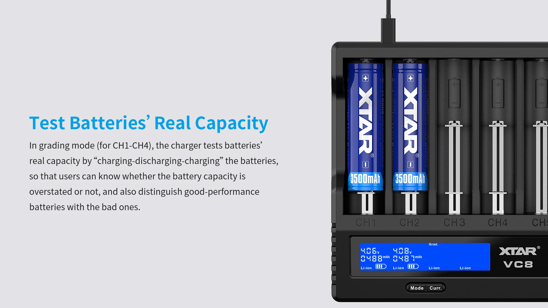 xtar newest universal intelligent charger vc8 8 slot fast