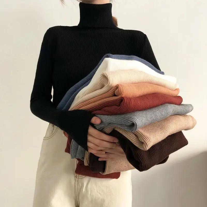 

Custom sweater turtle neck high sweaters girl knitted cotton pullover slim fit women turtleneck sweater