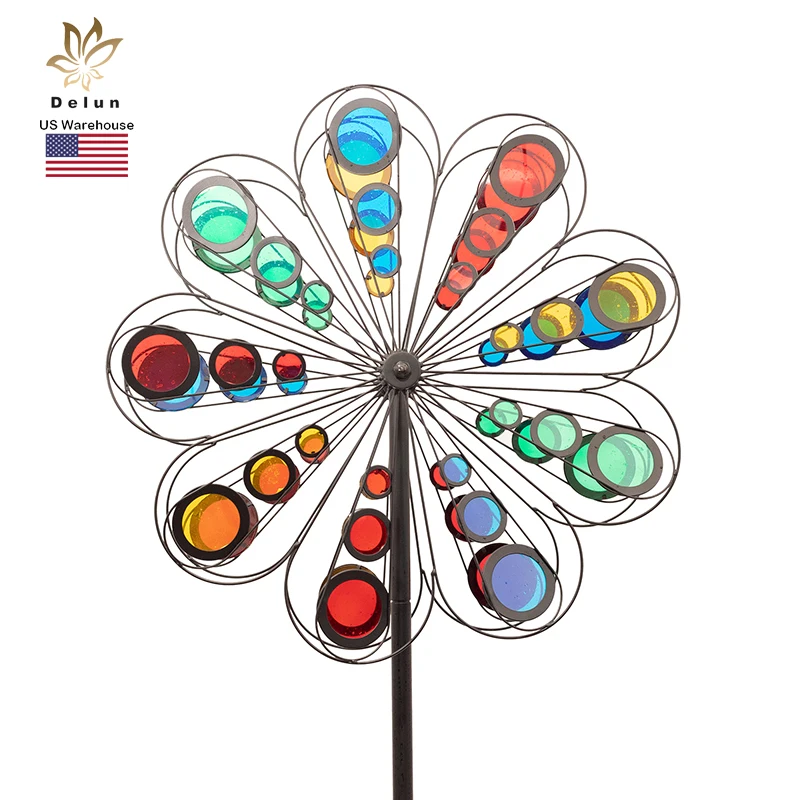 

Acrylic Reflective Colorful Garden Metal Windmill Decoration Garden Kinetic Spinner