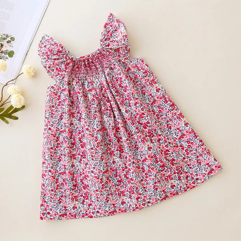 Smocked Floral Print Ruffled Dress