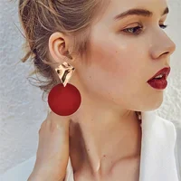 

2019 New Korean jewelry Geometric Various Colors Round Irregular Metal drop Earrings for Women Girl