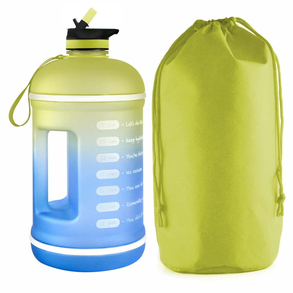 

Free samples clear 1 Gallon Motivational Water Bottle with 2 Lids Plastic Sports water bottle, Customized color