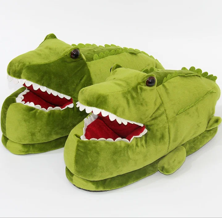 

Cute crocodile shape winter animal indoor slippers for men and women