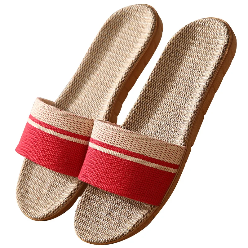 

Hot sale fashion linen slippers summer slipper flat Couples slippers, Picture