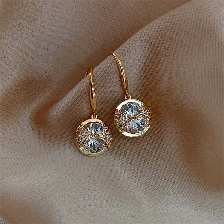 

Round Oversized Rhinestones Korean Version Of Simple Style Big Earrings Womens Earrings Trendy